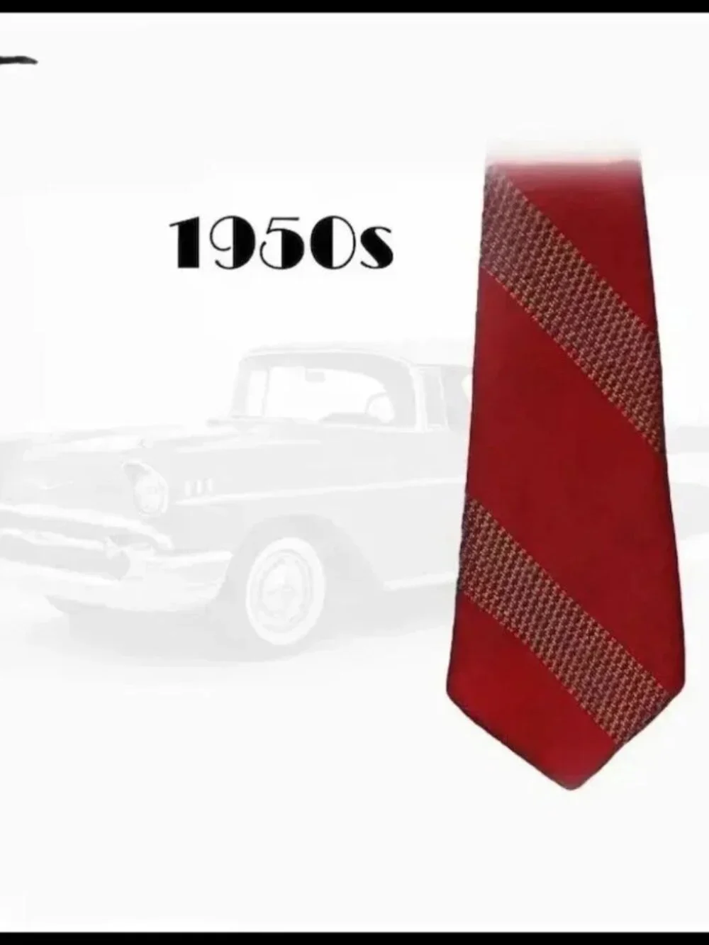 Wide Red Necktie Dark Red, 50s Wembley Tie ~ Synth Pop Vintage